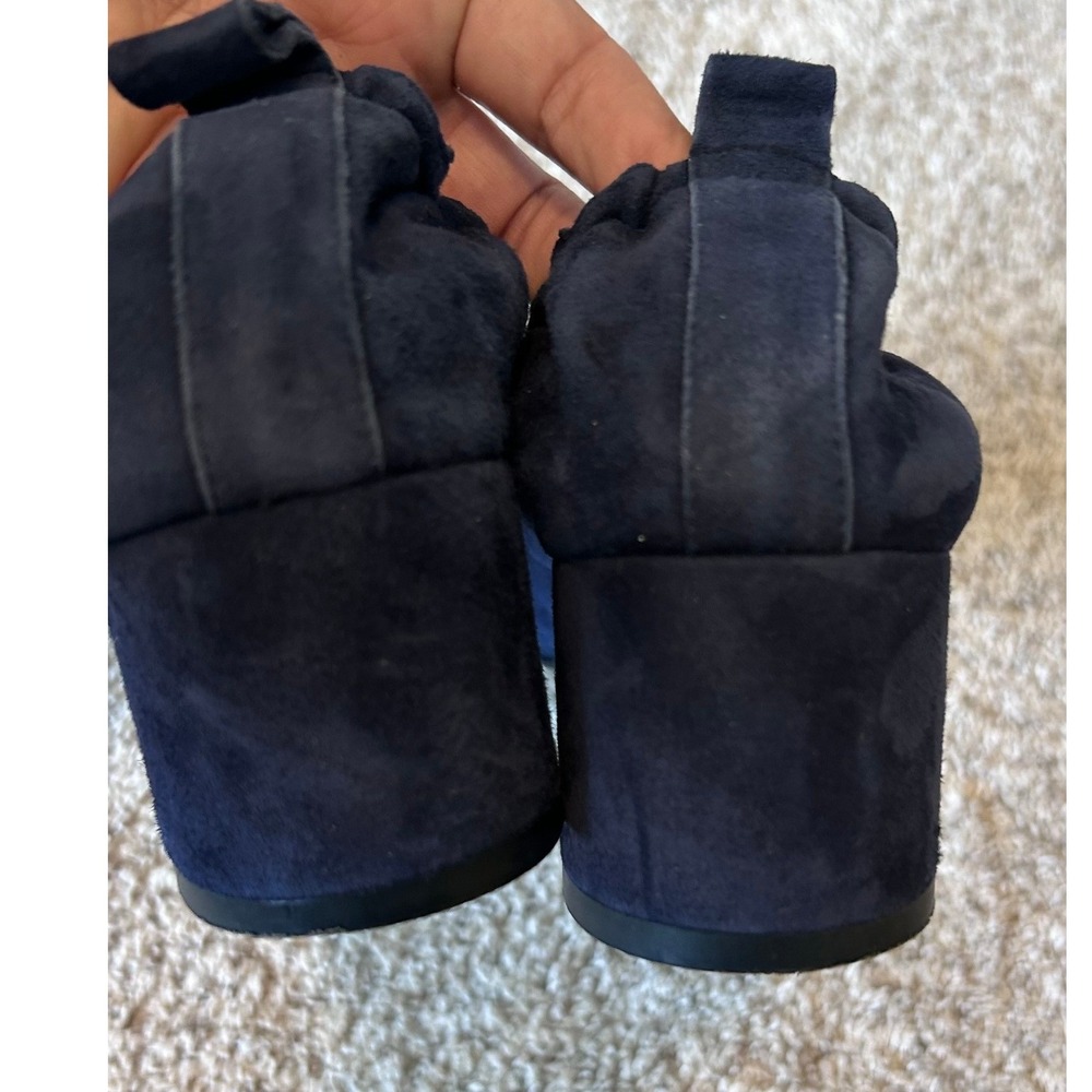 Everlane Day Heel Navy Blue Suede Block Heel Pumps Made in Italy SZ 9.5 - Picture 6 of 8